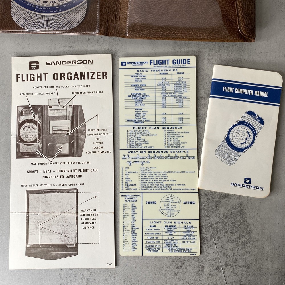 Vintage Sanderson SC-3B Flight Computer + Manual & Flight Guide in Case