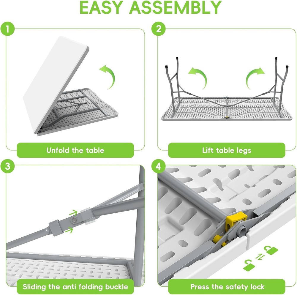 HLPB Folding Table Picnic Table Set 6ft with 2 Benches