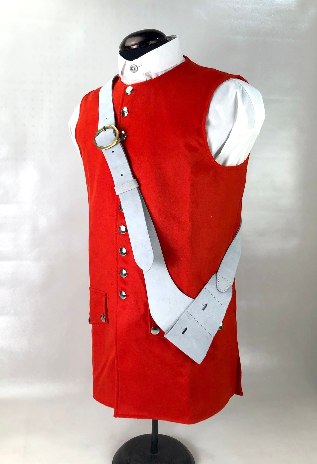 White Leather Baldric with Brass Buckle and White Double Frog