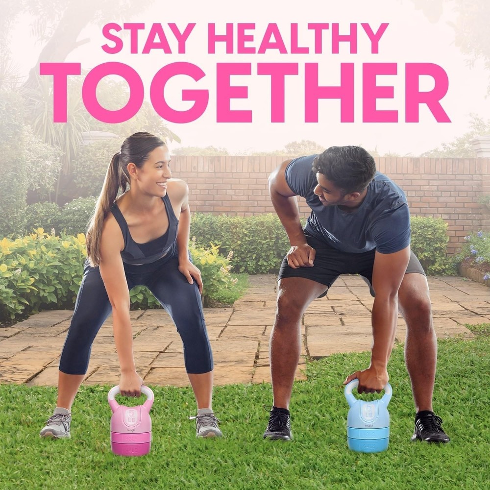 Adjustable Pink Kettlebell Set - Compact Home Gym Solution for Strength Training