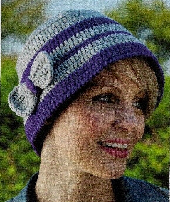 LADY NADA HAT WITH BOW WOMEN'S CROCHET PATTERN INSTRUCTIONS