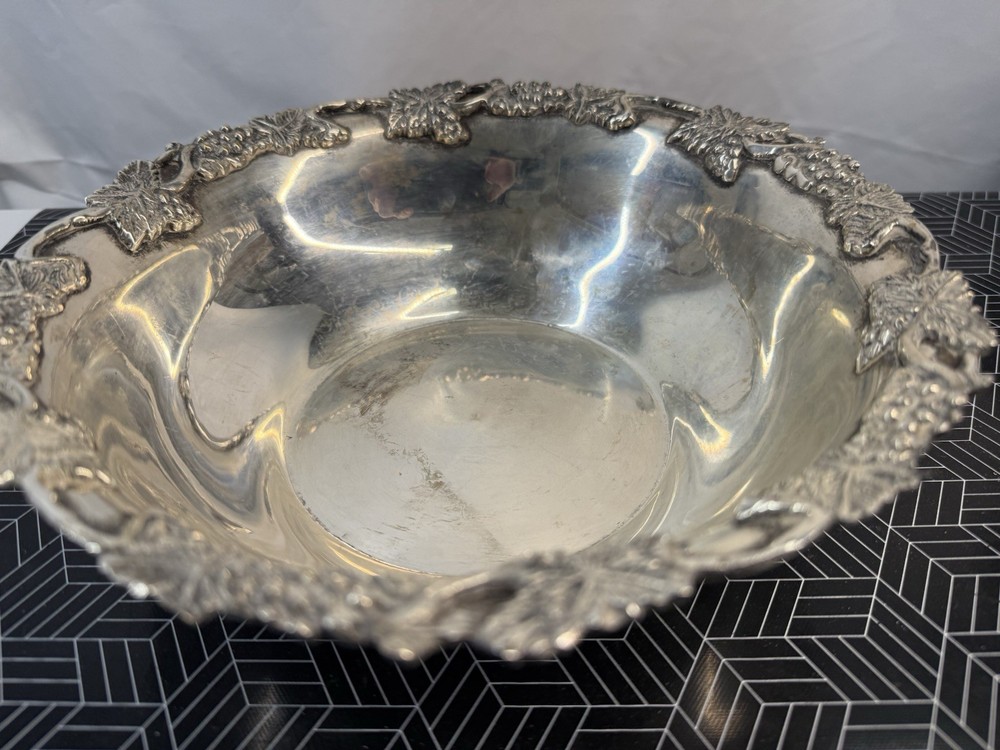 Vintage Silver Tone Grapevine Bowl - NOT SILVER -