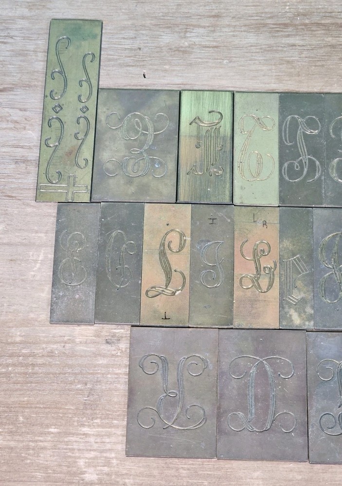 Double Line/Script Engraving Font Set Letters - Brass - Imcomplete Lot