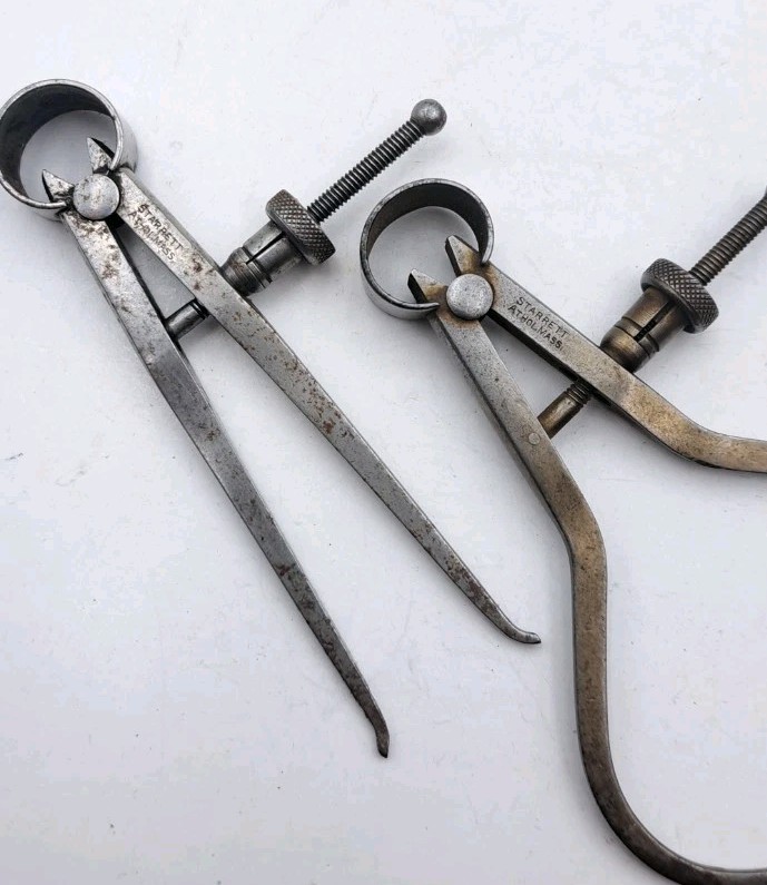 2 Small Vintage Starrett Calipers With Quick Nut Machinist/ Tool Maker