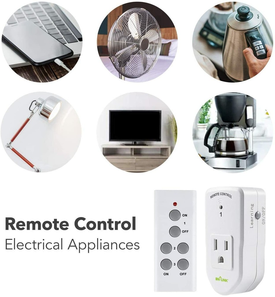 BN LINK Wireless Remote Control Electrical Outlet Switch For Appliance 1 Pack