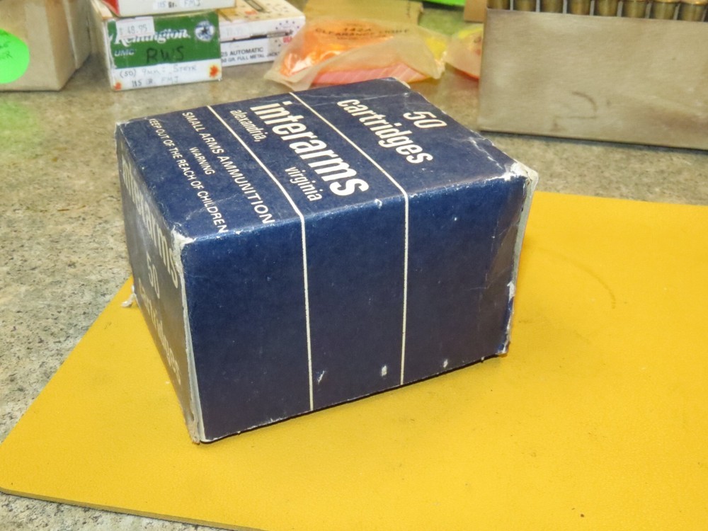 Vintage "Interarms" 7.65 Target Ammo, Stripper Clips EMPTY Box,