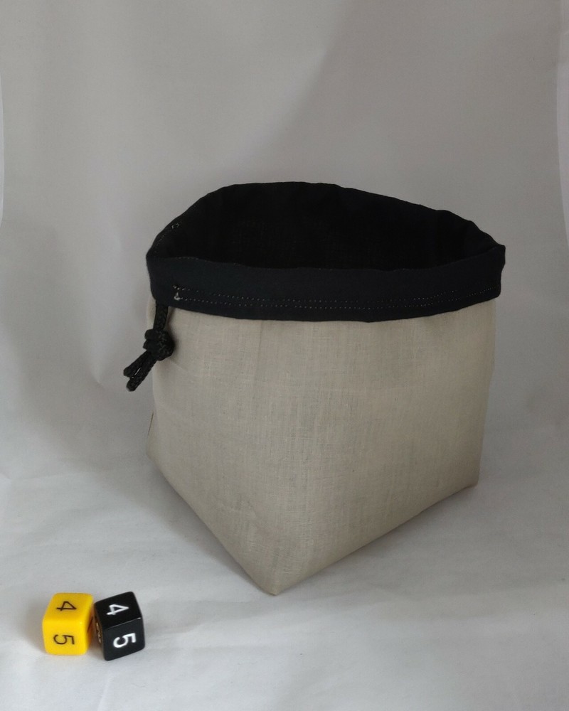 D&D Black Gold- Square Dice Bag - Reversible Drawstring Tile Pouch - RPG Meeple