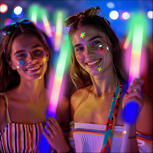 12 PCS Foam Glow Sticks Bulk With 3 Modes Colorful Flashing,Foam Multicolor
