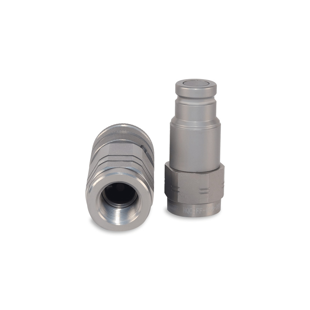 3/8″ Flat Face Hydraulic Quick Couplers Set - 1/2″ NPT Thread