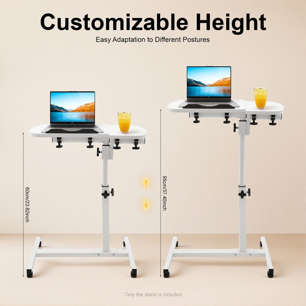Office Laptop Desk Rolling Table Computer Mobile Stand Adjustable Portable NEW