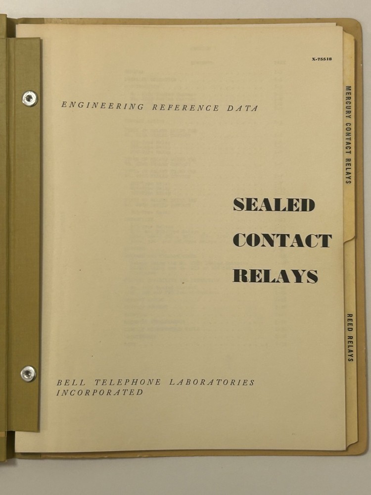 Bell Telephone Laboratories Sealed Contact Relays Engineering Reference Data '64