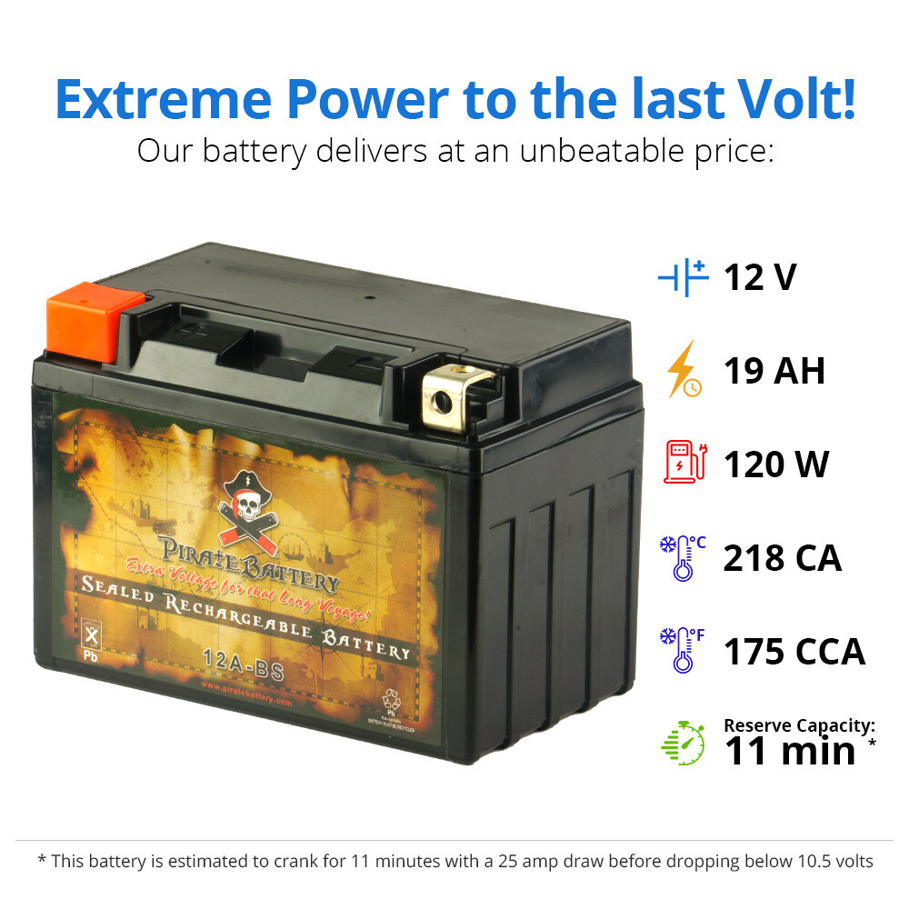YTX12A-BS High Performance -Maintenance Free- Sealed AGM Motorcycle Battery