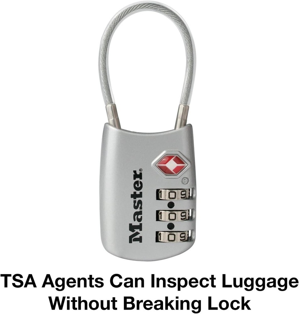 Master Lock 4688D Set Your Own Combination TSA Approved 1 Pack, Silver