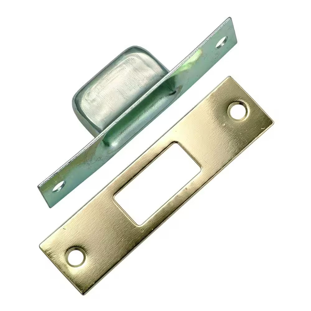 Polished Brass Security Door Strike and Box