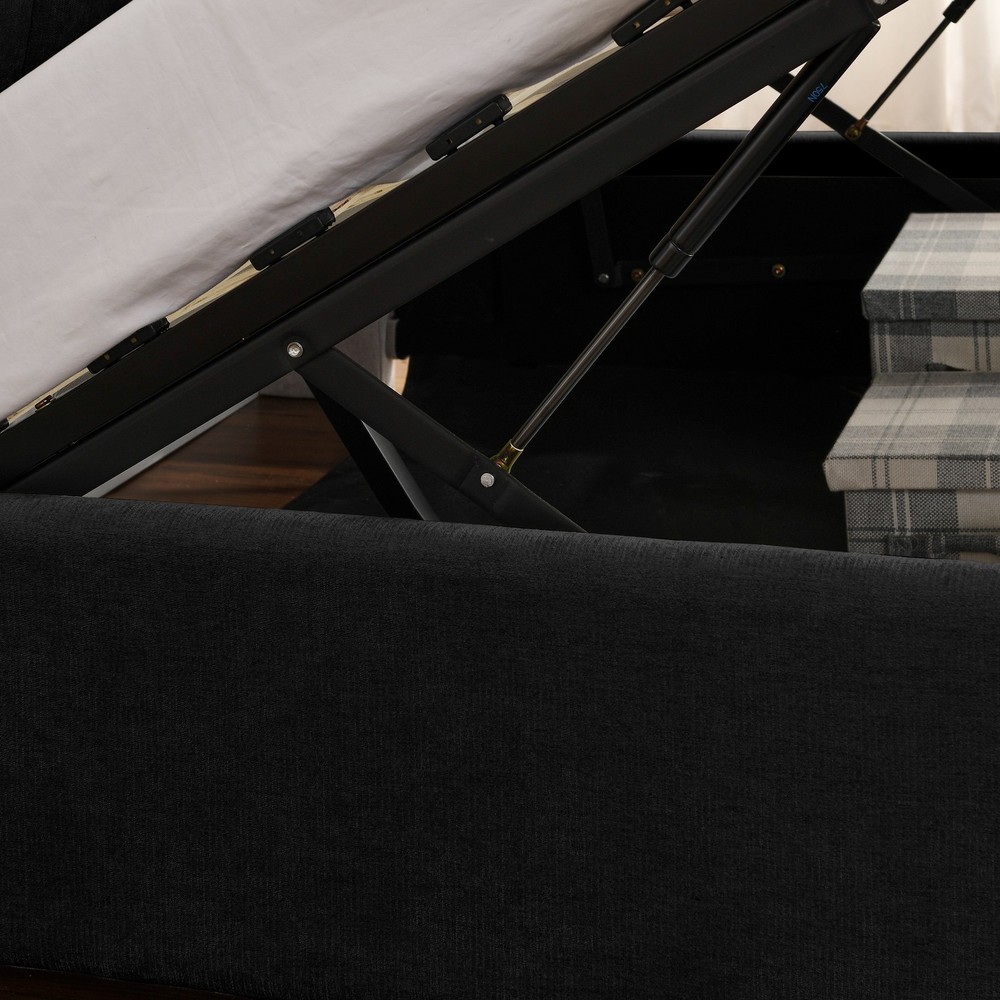 Queen Size Storage Upholstered Hydraulic Platform Bed with Integrated Headboard