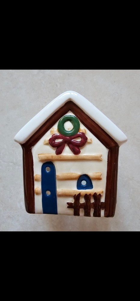 Ceramic Snow Barn Candle Holder 4"  Never Used
