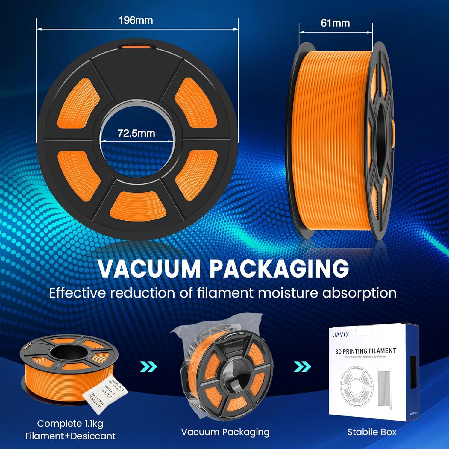 {BUY 10 PAY 6}JAYO PLA Matt PLA+ PETG SILK ABS 3D Printer Filament 1.75mm 1.1KG