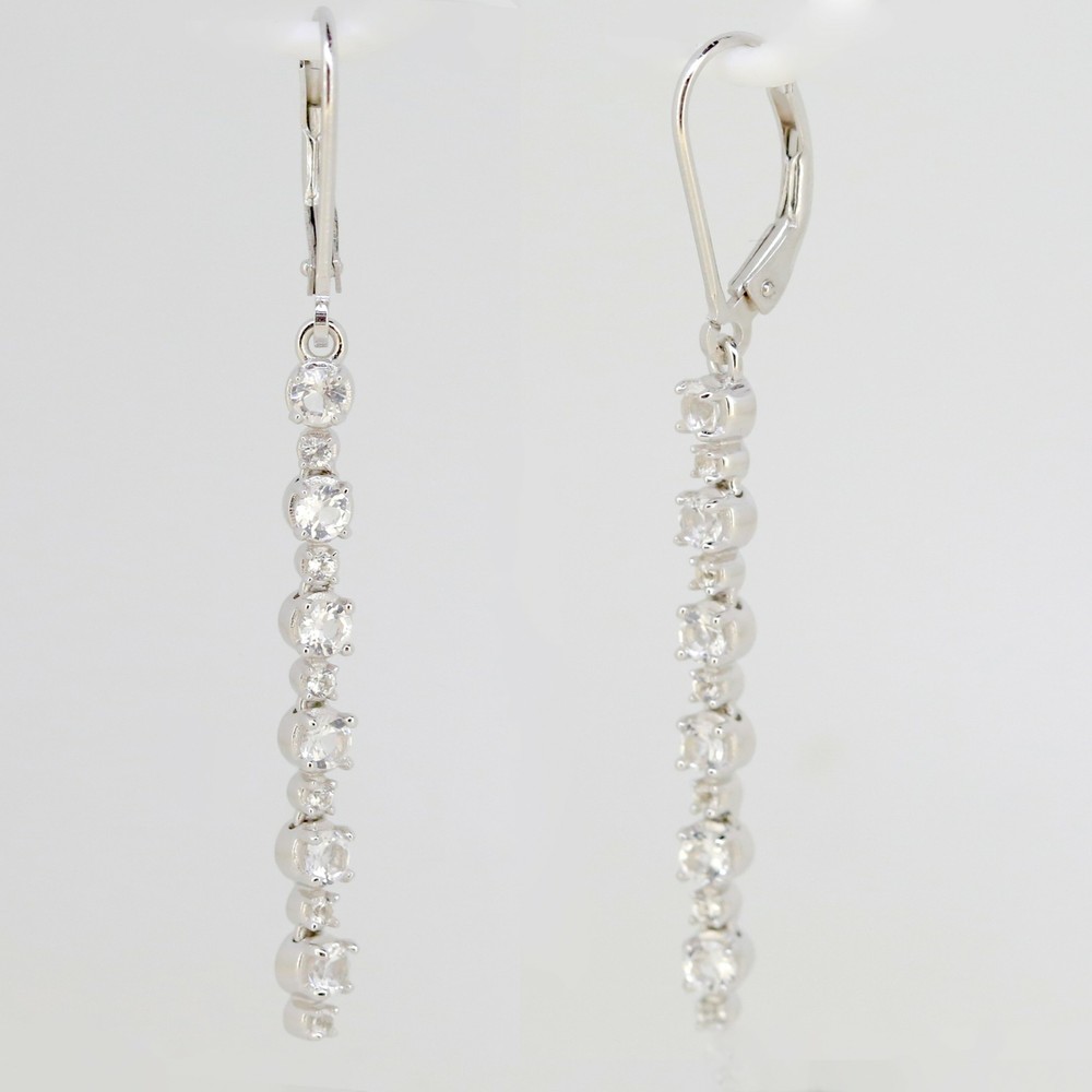 Sterling Silver Earrings Setting Leverback Dangle Main Stone Empty RD2.5