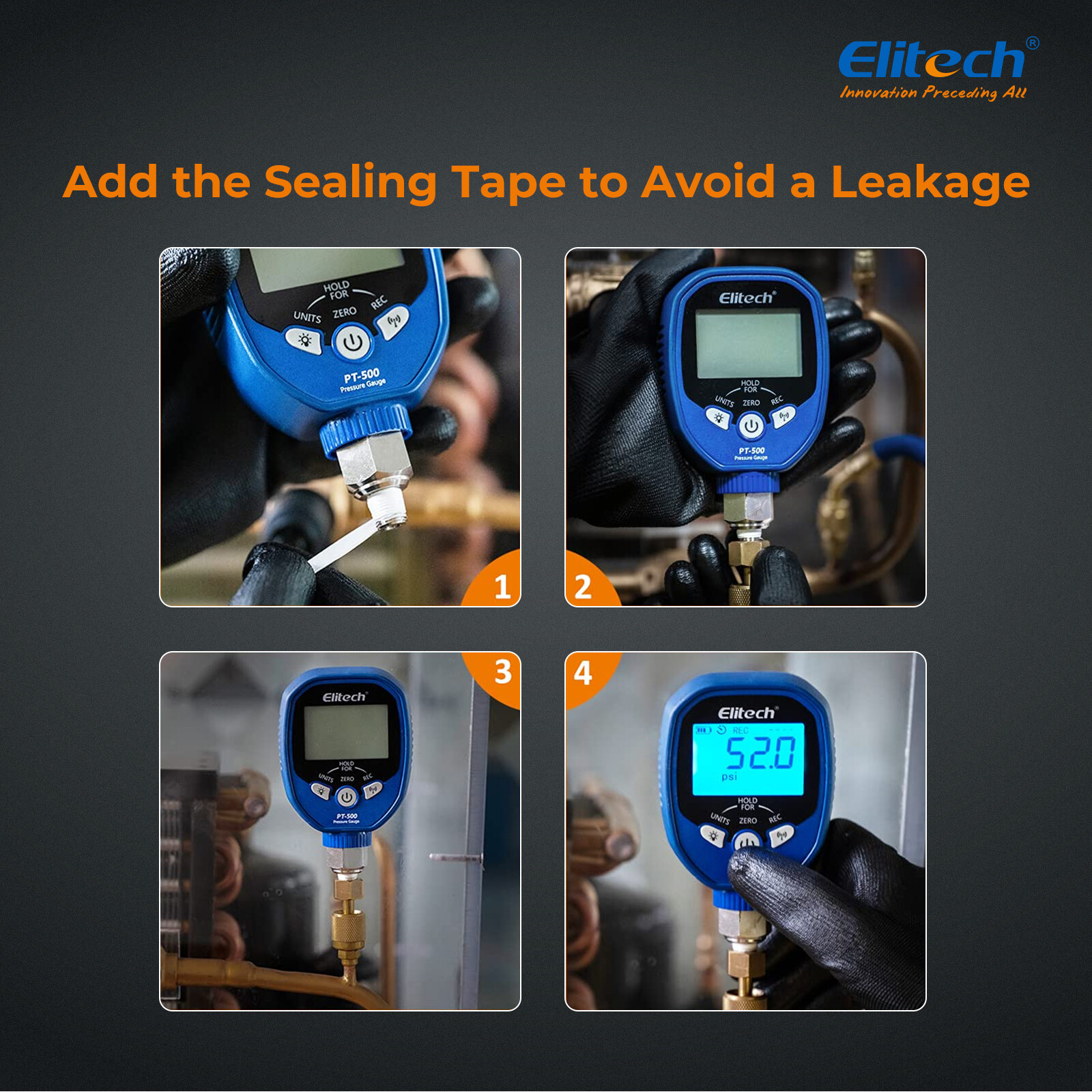 Elitech Wireless Digital Manifold Gauge HVAC Pressure Gauge Set PT-500&PT-800