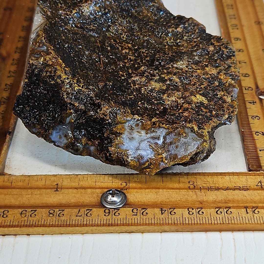 Agua Nueva agate rough. Beautiful light blue banded agate, with drusy 1LB 1.6oz.