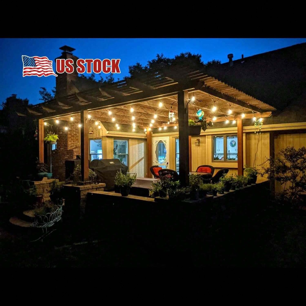 2X 48Ft Brightech Pro Waterproof LED Outdoor String Lights Hanging Edison Bulbs