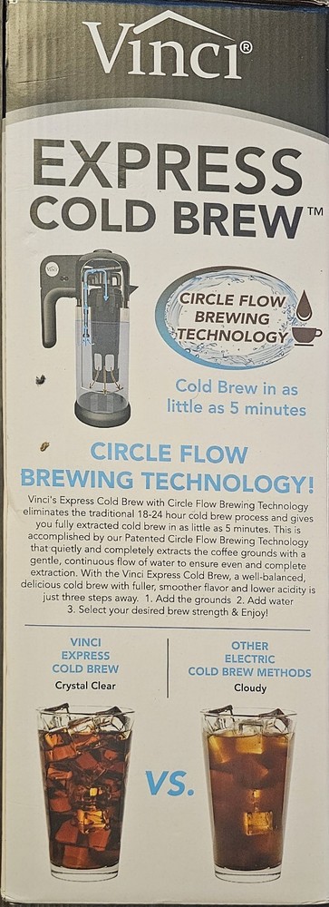 VINCI Express Cold Brew Drip Coffee Maker 4-Cup Built-In Timer Black