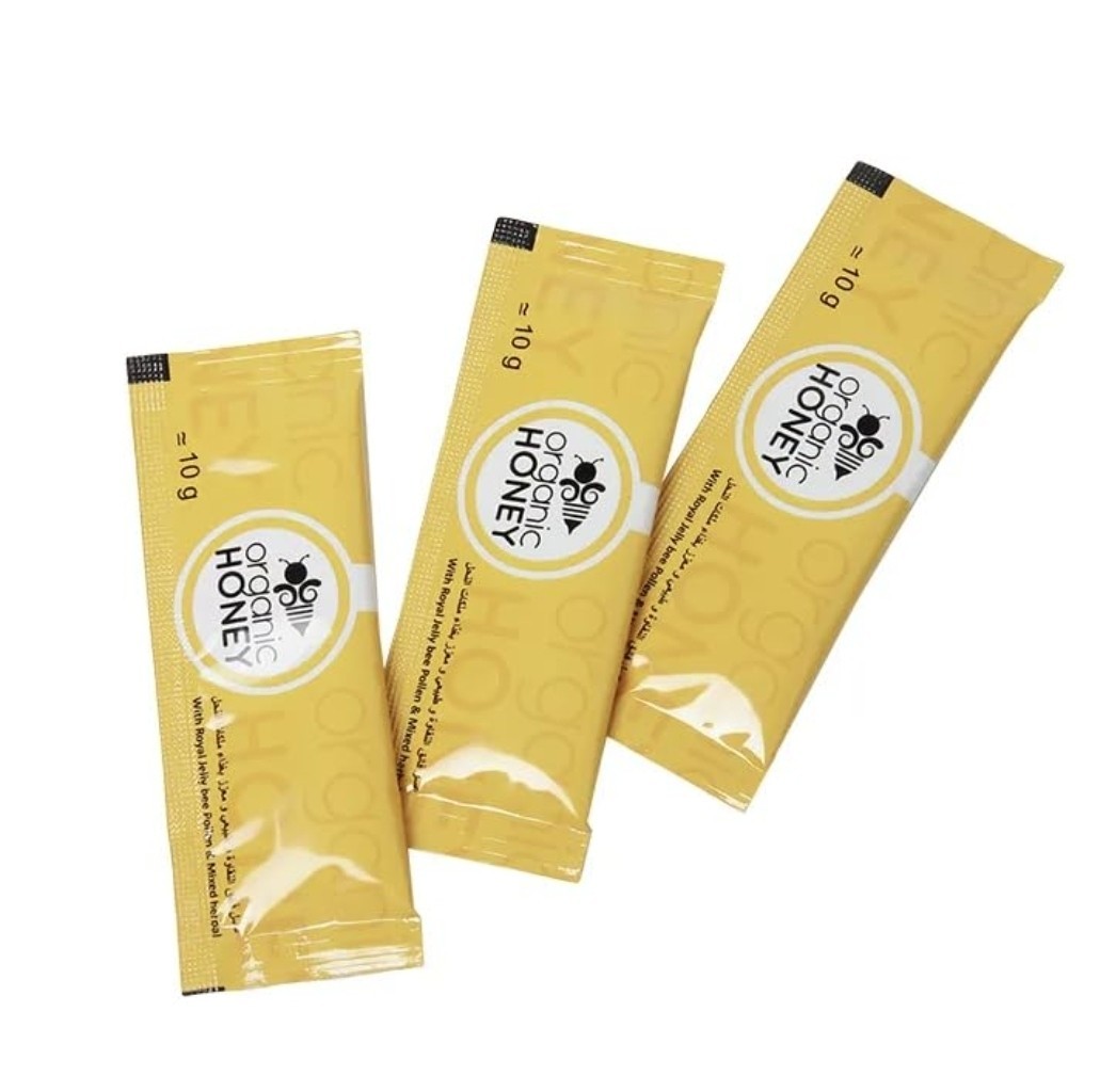 Organic Honey infused with Natural Jelly, Honey Bee Pollen 24 Sachets SHIPS FAST
