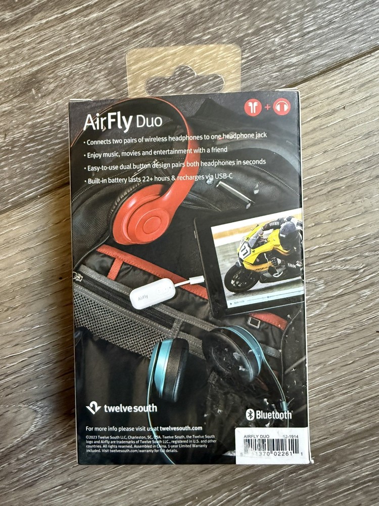 TWELVE SOUTH AirFly Duo Wireless Transmitter - White BRAND NEW