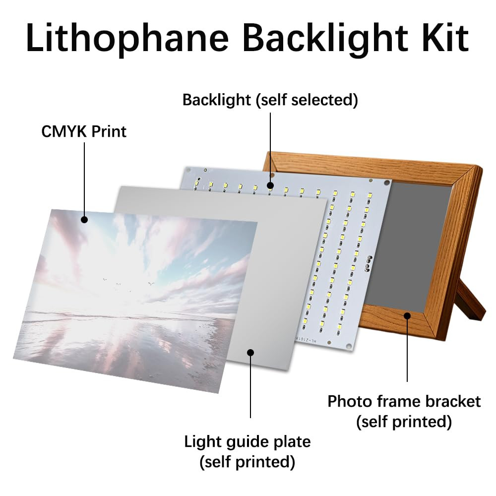 Bambu CMYK Lithophane LED Backlight Kit for 3D Printers with Adjustable Brightne