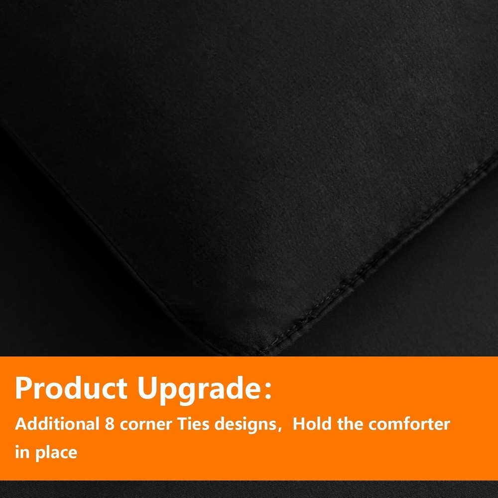 Queen Size Comforter Set - 7 Piece, Bedding Set, Black