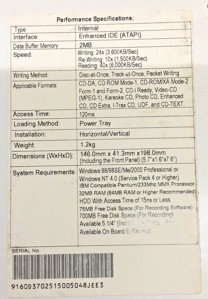 CenDyne Lightning CD-RW High Speed CD-Rewritable 24x10x40