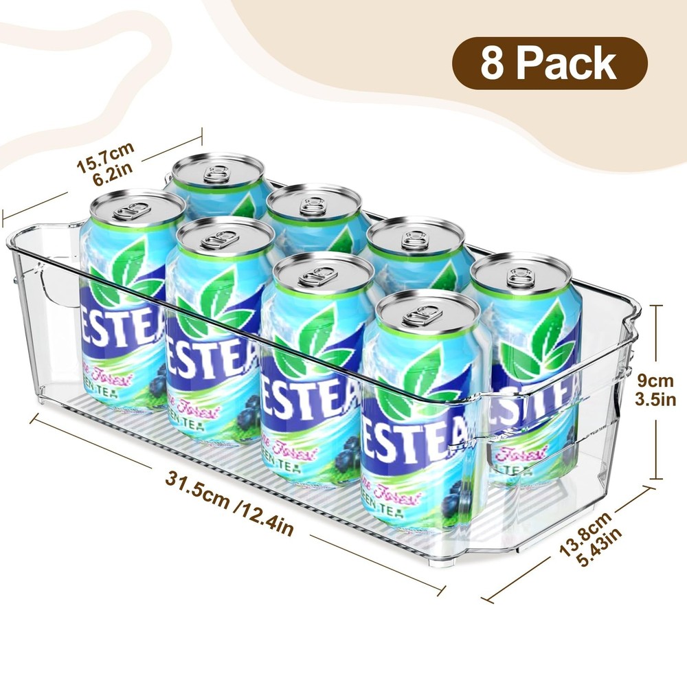 Clear Fridge Organizer, Refrigerator Organizer Bins with Handle, Fr... Fast Ship