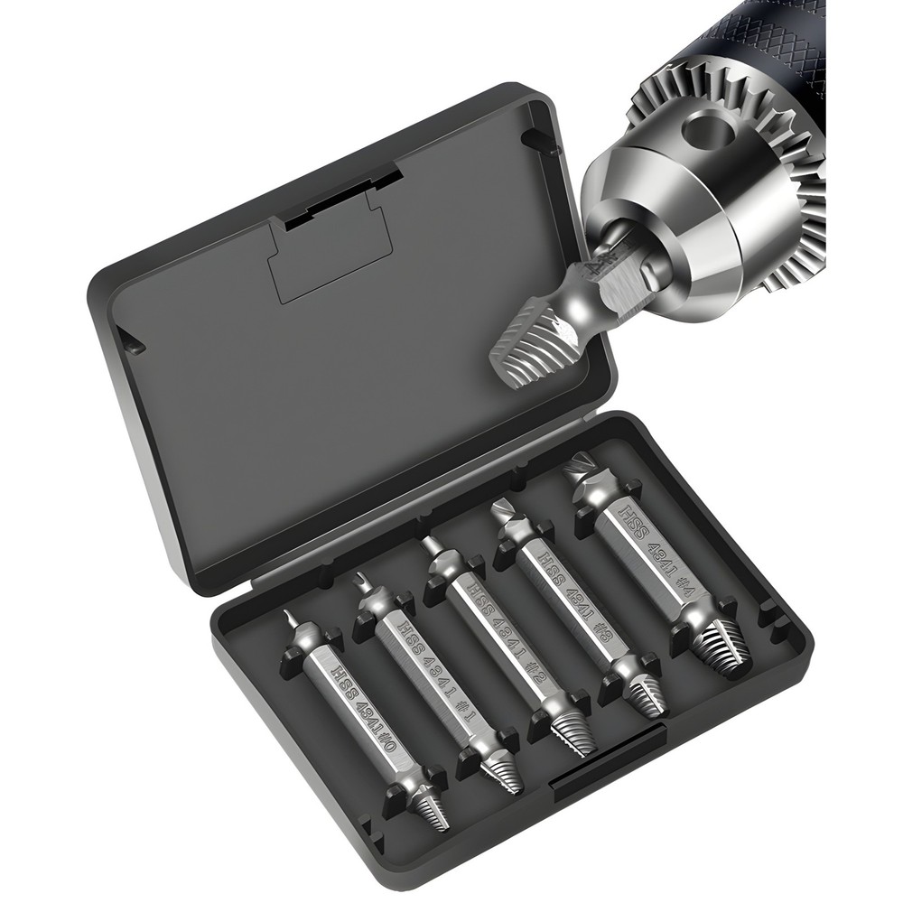 5PCS Damaged Screw Extractor Broken Screws Bolt Stripped Remover Tool Kit US