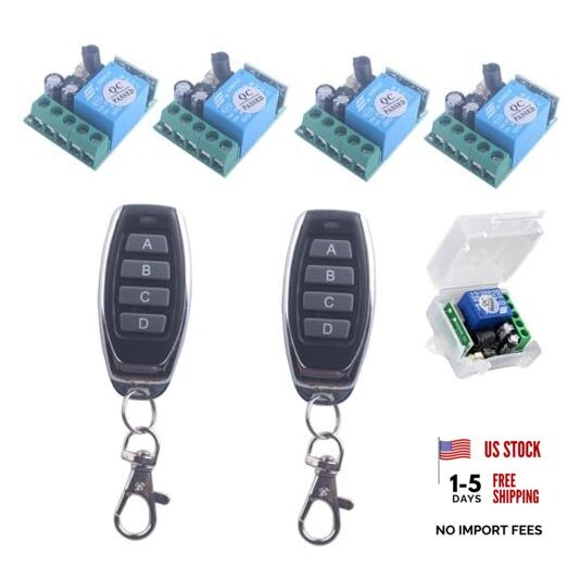 Mini Wireless Remote Switch 6V/12V/24V/10A DC 6V-24V/ 4*Receiver 2 Controller