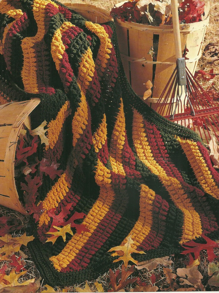 Fall Splendor Afghan Crochet Pattern INSTRUCTIONS 43"x72"