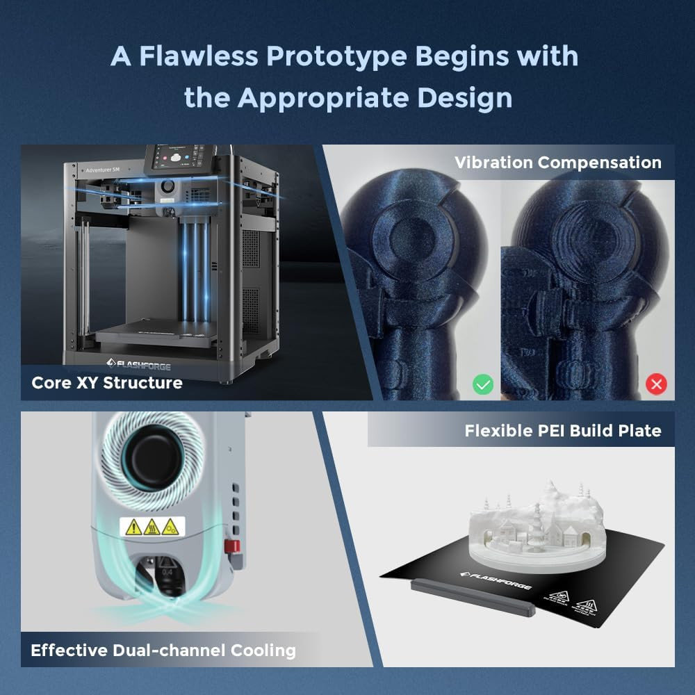 FLASHFORGE AD5M 3D Printer Fully Auto Calibration Print with 1-Click Max 600Mm/S