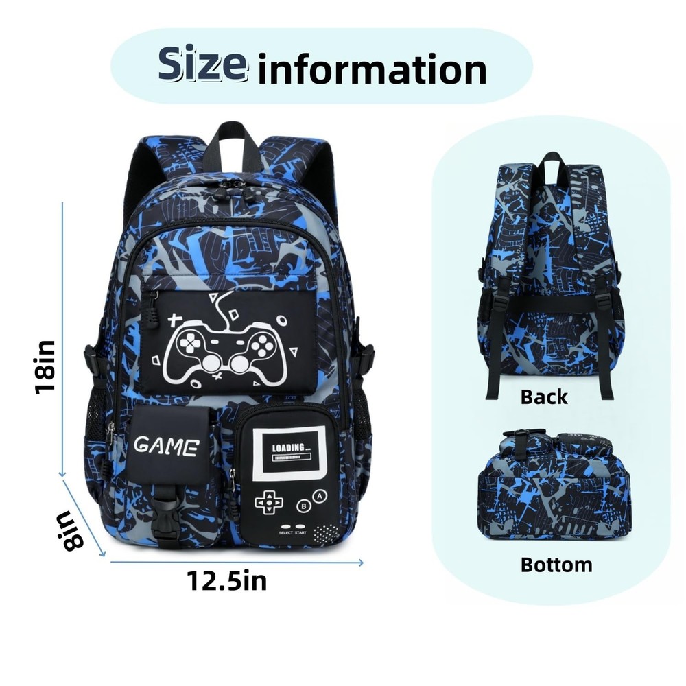 Boys School Backpack, Kids Bookbag, Elementary, Middle, Durable, Waterproof