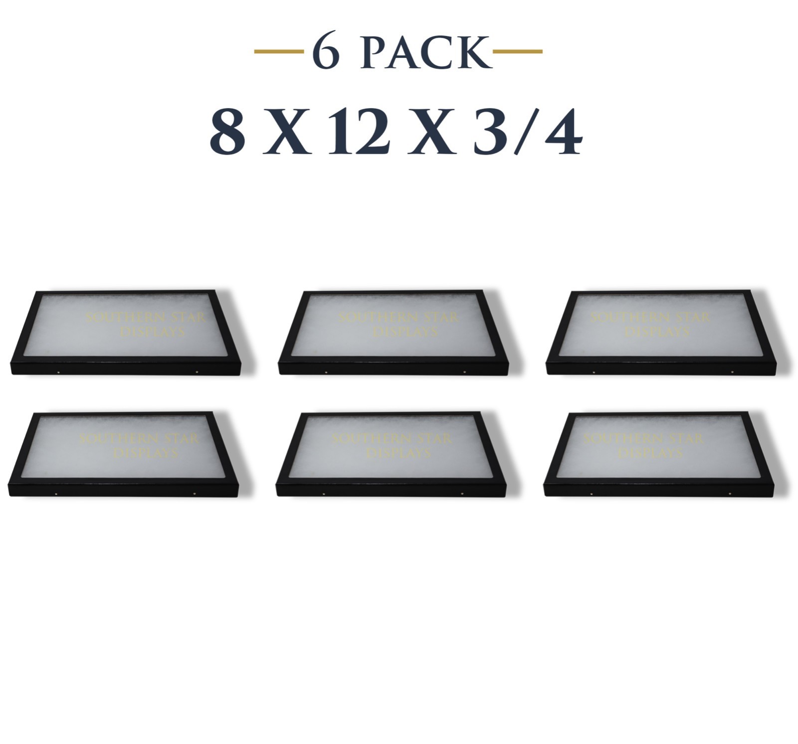 6 Pack of 8 x 12 x 3/4 Riker Display Cases Boxes for Collectibles.Jewelry