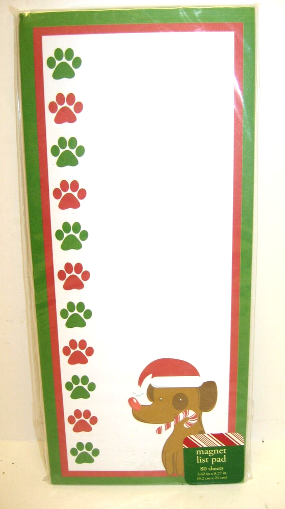 Holiday Magnetic Note Pads, Unlined, 80 Sheets, Dog Paws