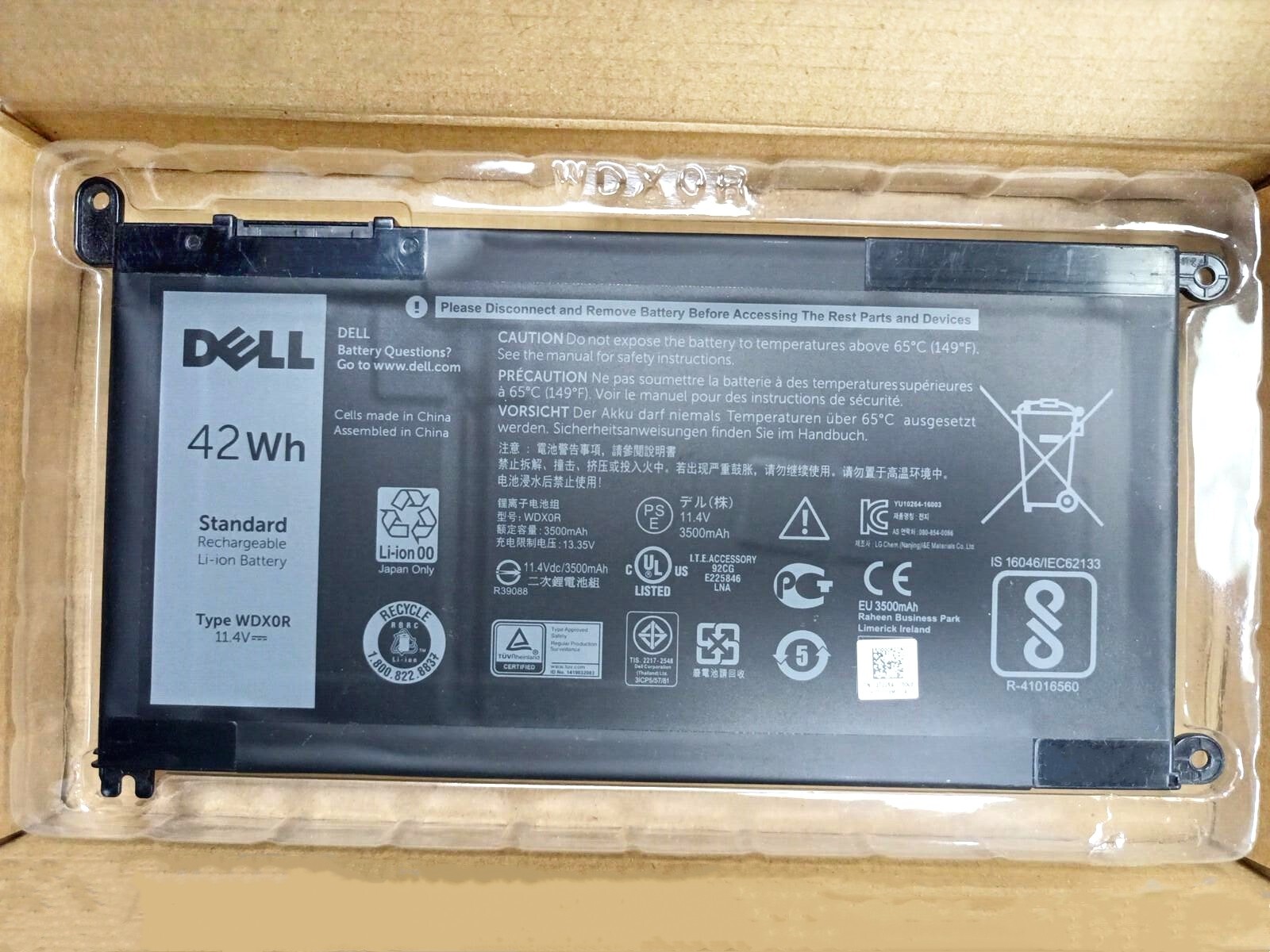 Genuine OEM WDX0R WDXOR Battery For Dell Inspiron 15 5567 5568 13 5368 7368 42Wh