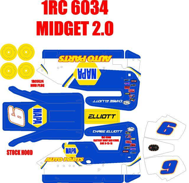 1RC MIDGET WRAP Chase Elliot 2020 THEME