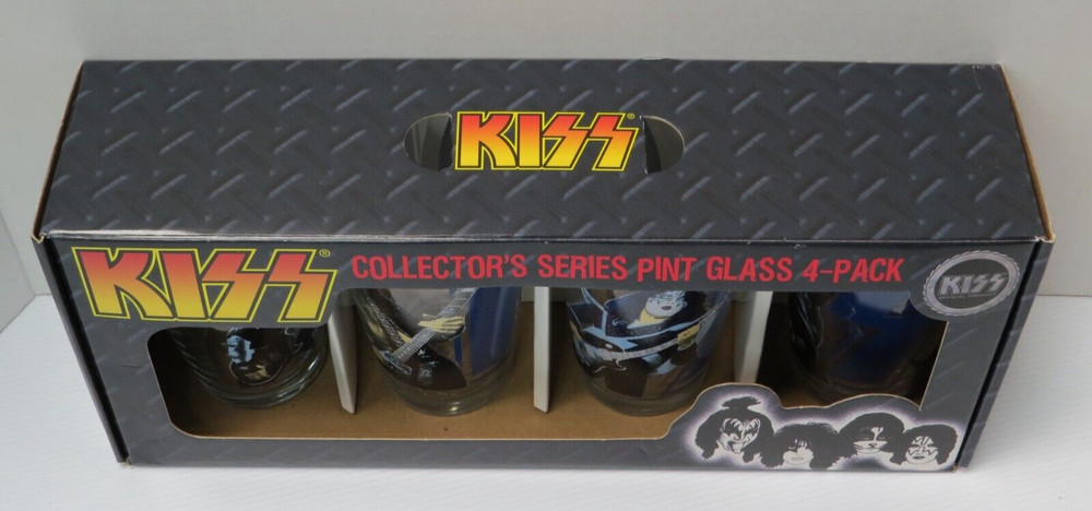 KISS LIVE SHOTS & LOGO PINT GLASSES SET OF 4 NEW IN BOX