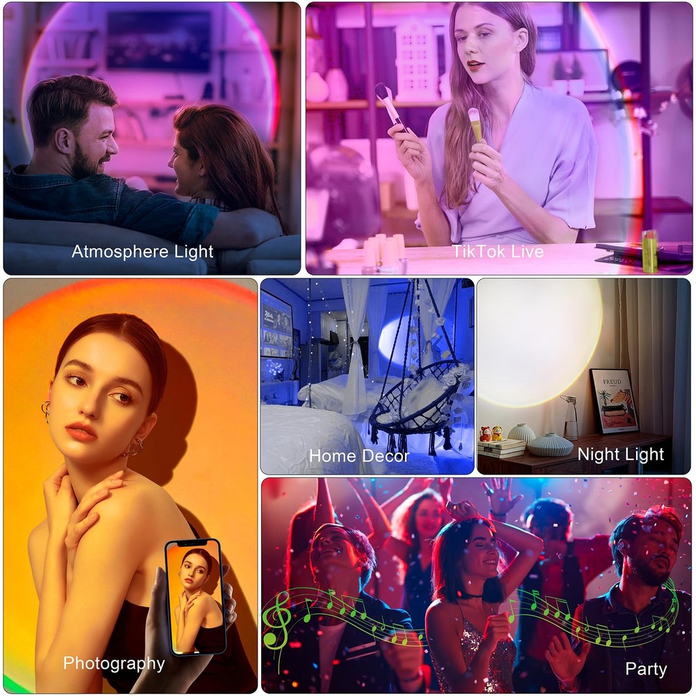 Sunset Lamp Projector Multicolor Changing LED Projection Lamp,Switch Button a...