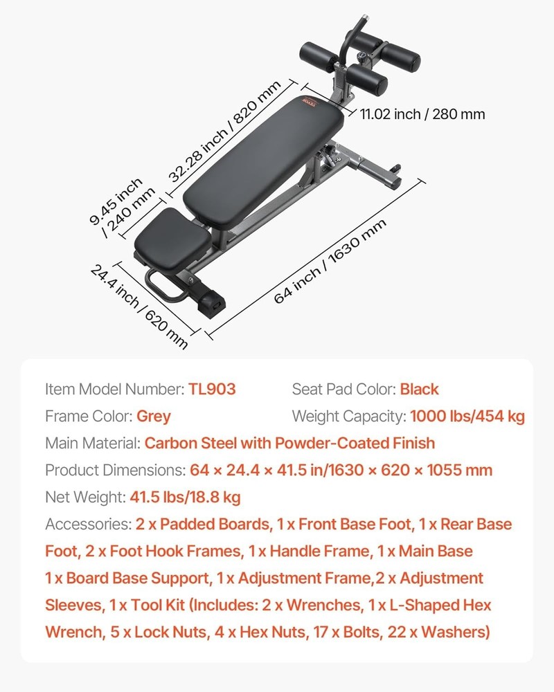 Multi-Functional Sit Up Bench with 1000 Lbs Capacity – Perfect for Home Training