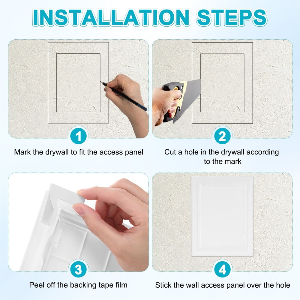 1-Pack Access Panel for Drywall, 5.7x8" Plastic Self Adhesive Cover [White]