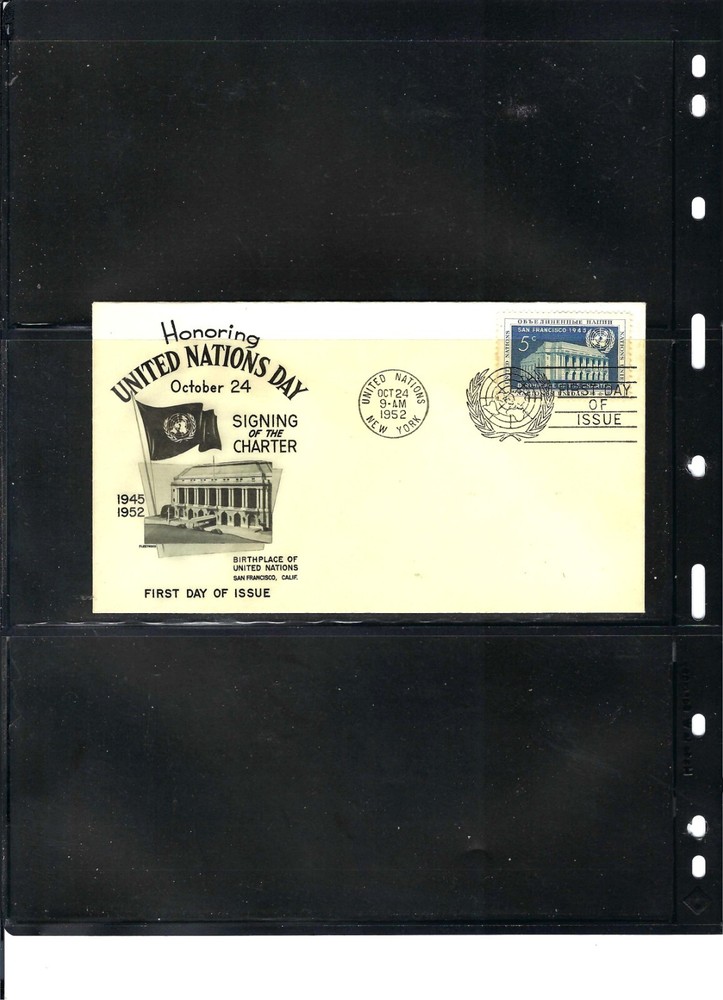 1952 UN CHARTER FDC (Scott#12) - FLEETWOOD CACHET (953)