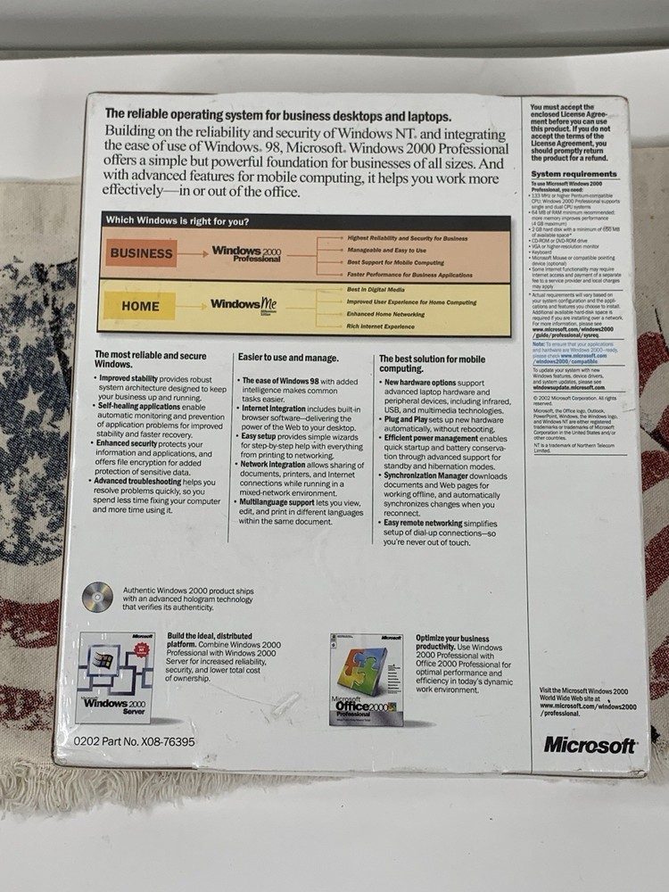 Microsoft Windows 2000 Professional Upgrade Edition Operating System New Sealed