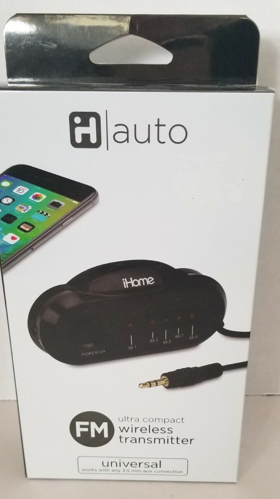 iHome Auto Ultra Compact Wireless FM Transmitter Black IH-BL-CT500B