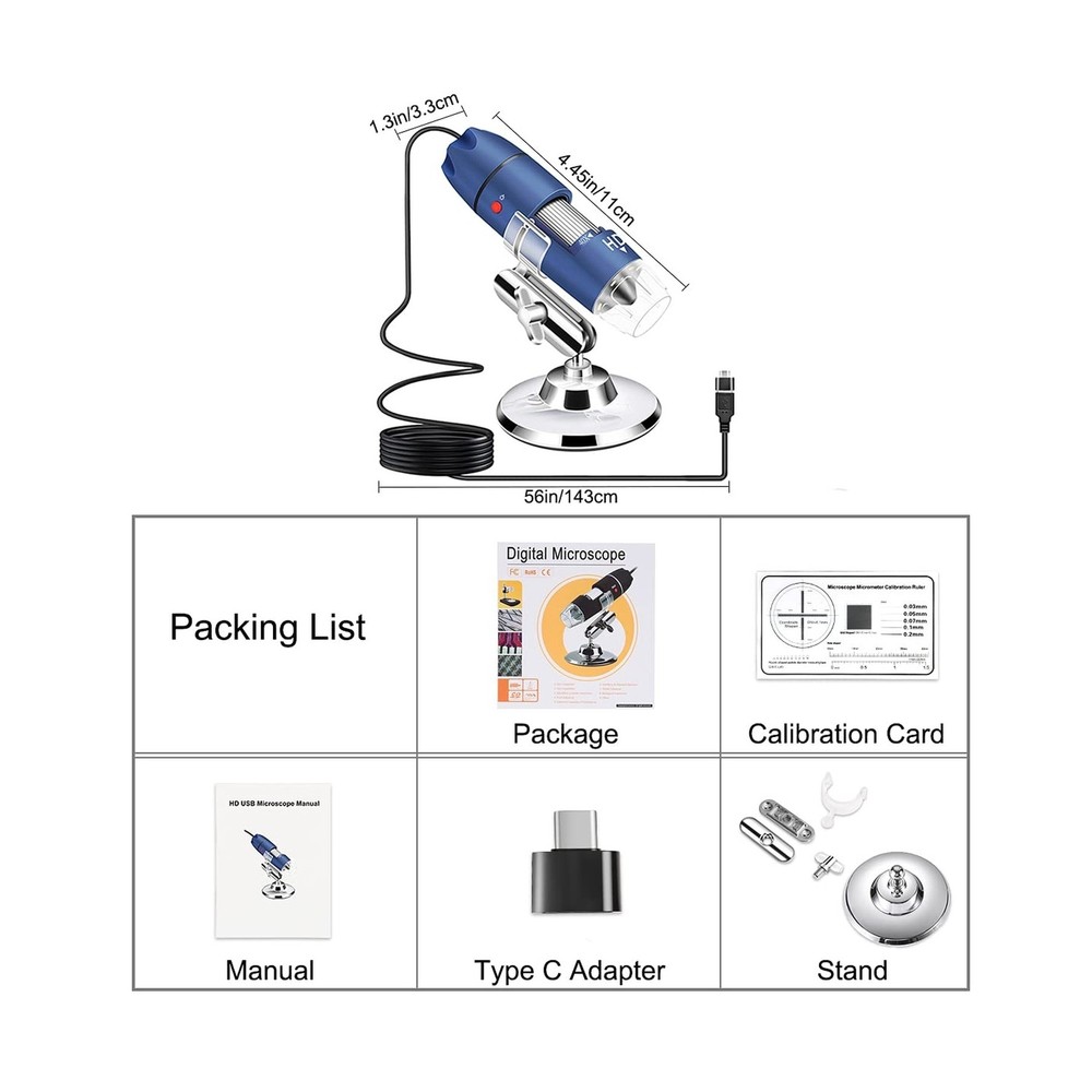 Jiusion 2K HD 2560x1440P USB Digital Microscope for Android Cellphone and Tab...