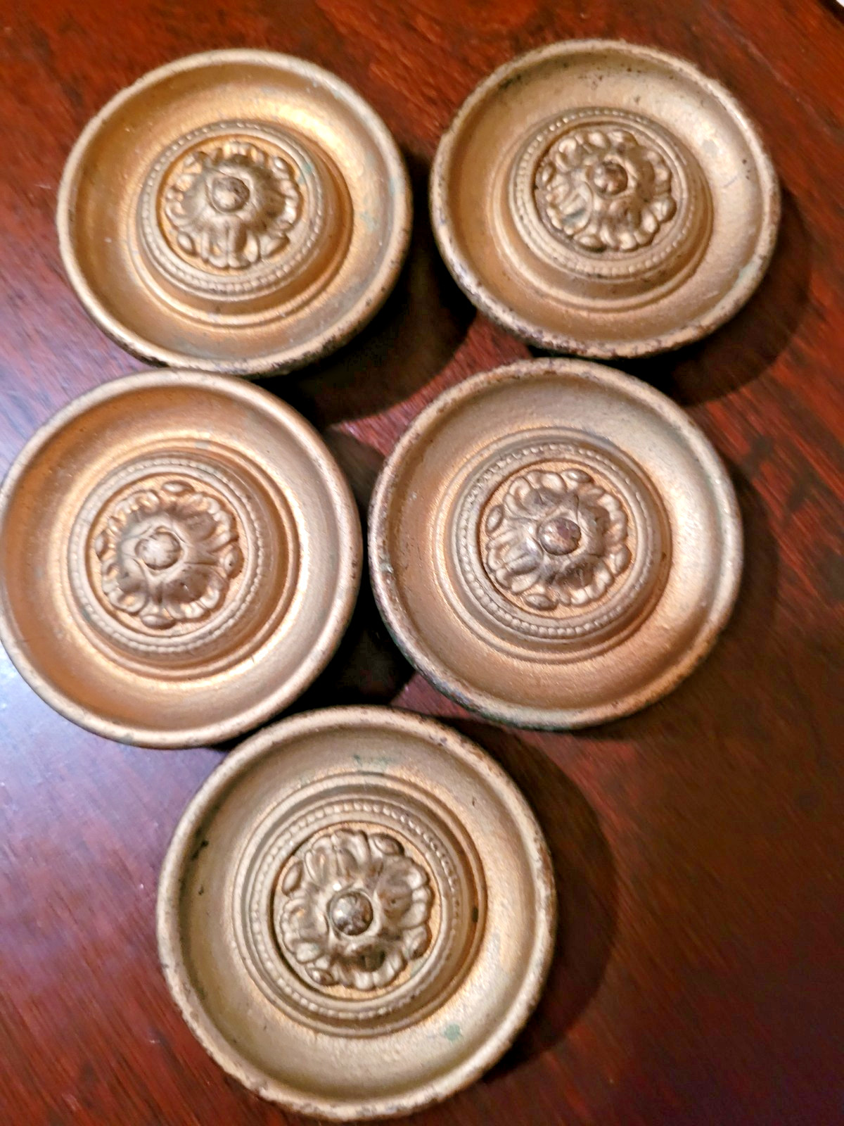 5 Vintage Drawer pulls Solid Brass Knobs KBC